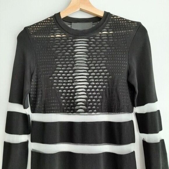 ALEXANDER WANG & H&M Fine Knit Tunic Top / Dress Mesh Panels Sz XS Flawed - Picture 4 of 16